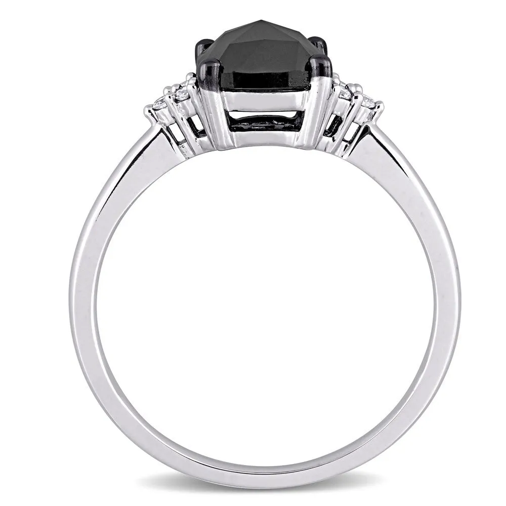 Miadora 14k White Gold 1 1/3ct TDW Cushion-cut Black and White Diamond Engagement Ring sold by Zulily product image thumbnail 4