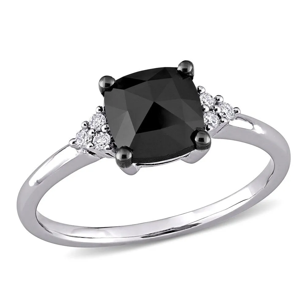 Miadora 14k White Gold 1 1/3ct TDW Cushion-cut Black and White Diamond Engagement Ring sold by Zulily