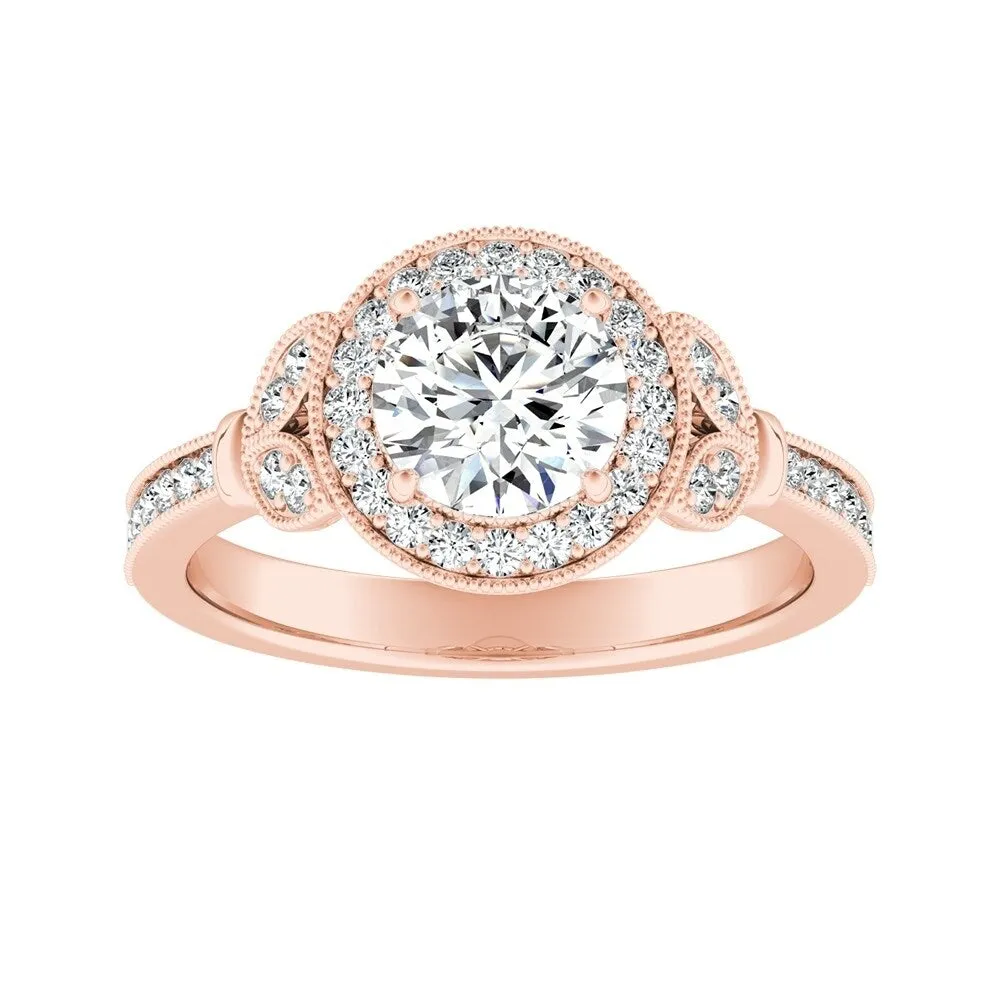 Auriya Vintage Floret 1ct Moissanite and 1/4ctw Halo Diamond Engagement Ring 14k Gold sold by Zulily product image thumbnail 3