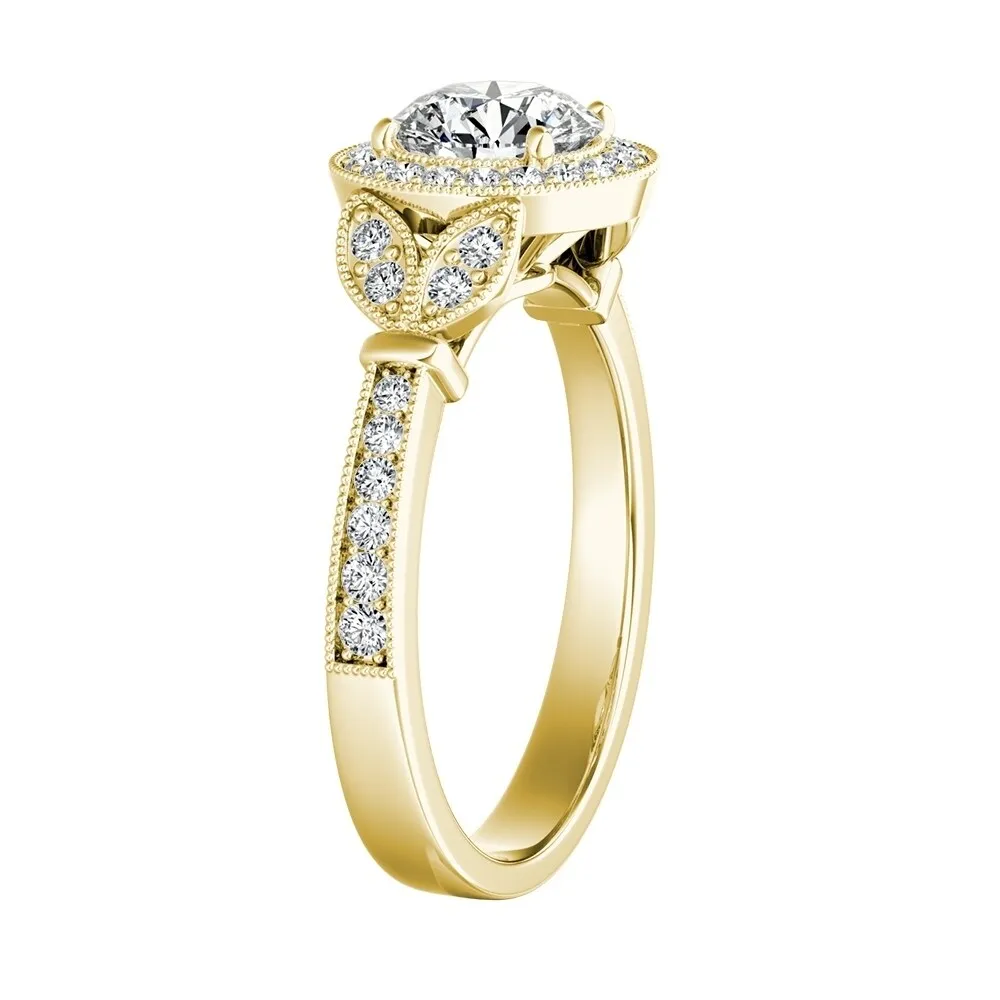Auriya Vintage Floret 1ct Moissanite and 1/4ctw Halo Diamond Engagement Ring 14k Gold sold by Zulily product image thumbnail 5