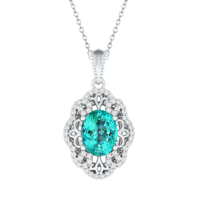 Sterling Silver Paraiba Tourmaline & White Topaz Drop Pendant-18"Chain sold by Zulily