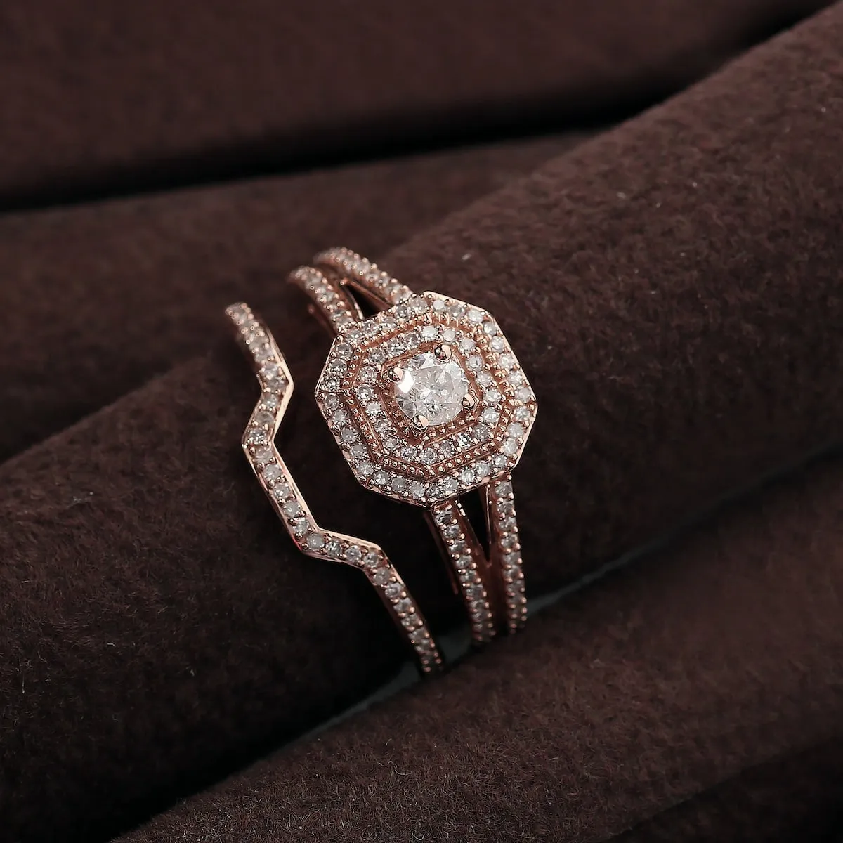 De Couer IGI Certified 1/2ct TDW Diamond Double Halo Bridal Set sold by Zulily