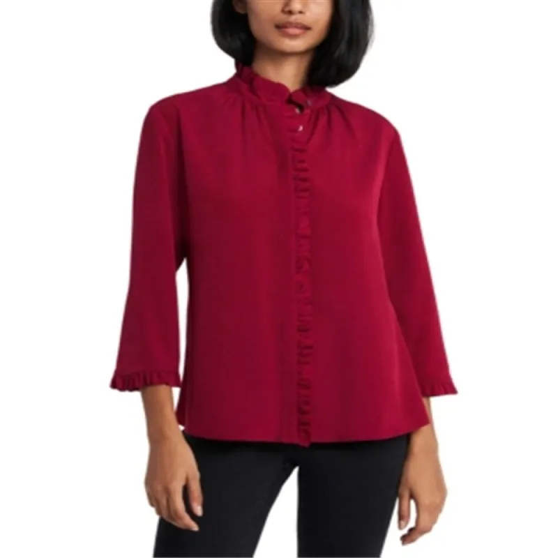 Riley & Rae Women's Penny Ruffled Trim Blouse Black Size M sold by Zulily