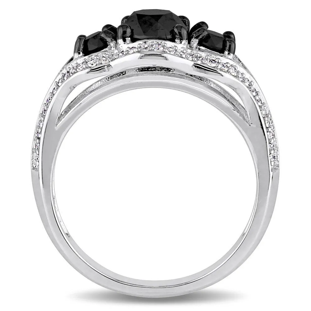 Miadora Signature Collection White Gold With Black Rhodium 1 3/4Ct TDW Black & White Diamond 3-S sold by Zulily product image thumbnail 3