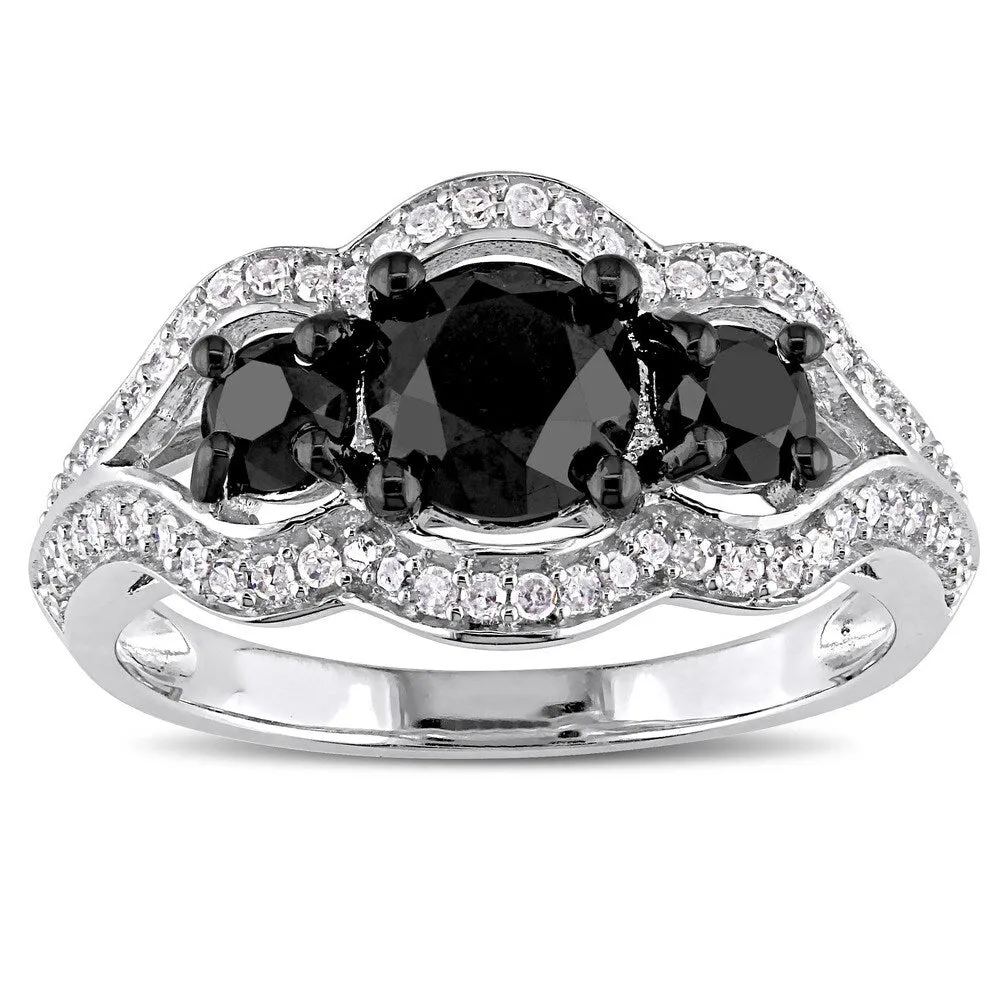 Miadora Signature Collection White Gold With Black Rhodium 1 3/4Ct TDW Black & White Diamond 3-S sold by Zulily