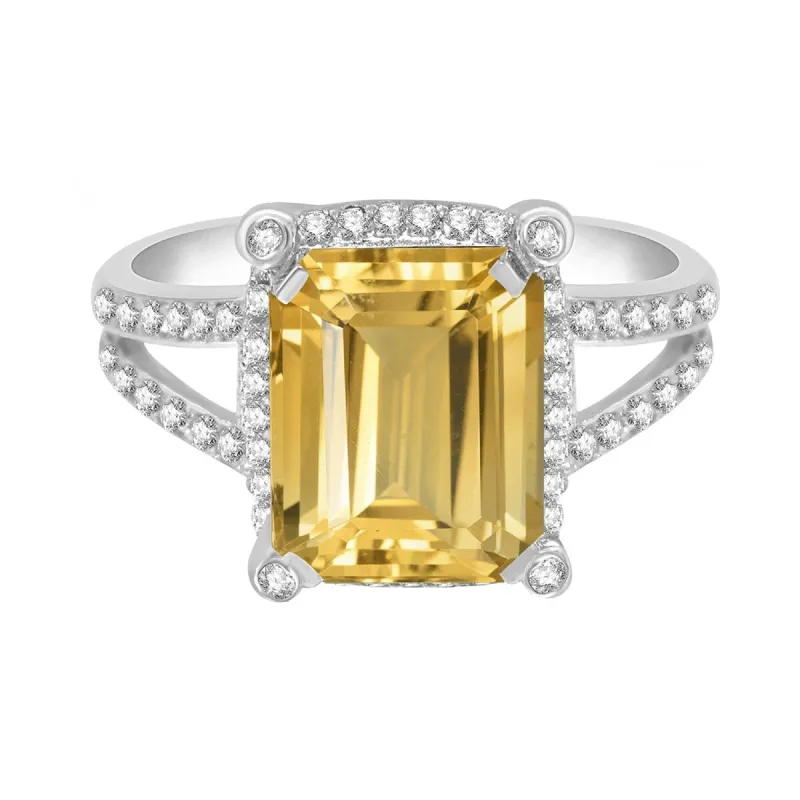 4.40Ct Sterling Silver Natural Citrine and White Topaz Halo Ring sold by Zulily