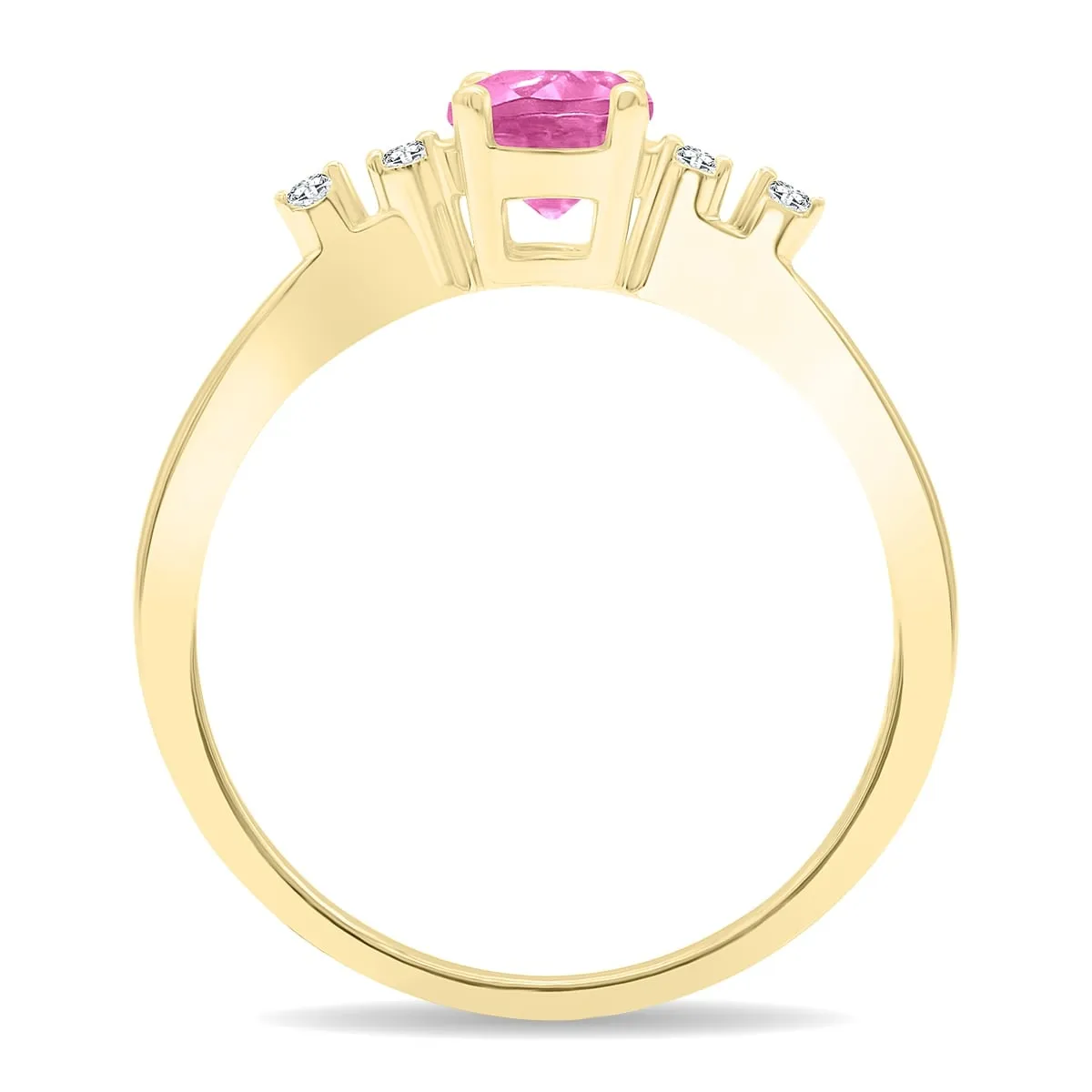 Women's Round Shaped Pink Topaz and Diamond Sparkle Ring in 10K Yellow Gold sold by Zulily product image thumbnail 3