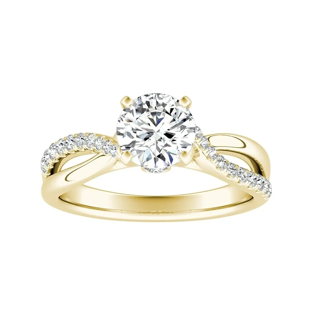Auriya Round 1ct Moissanite and 1/5ct TDW Diamond Engagement Ring 14K Gold sold by Zulily product image thumbnail 2