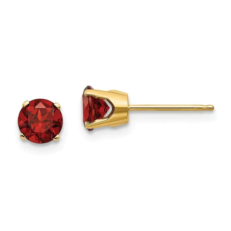 Curata 14k Yellow Gold Post 5mm Garnet Earrings January sold by Zulily
