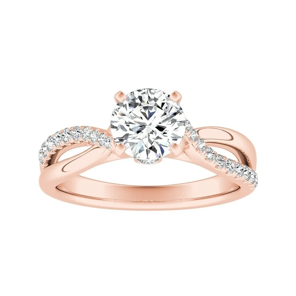 Auriya Round 1ct Moissanite and 1/5ct TDW Diamond Engagement Ring 14K Gold sold by Zulily product image thumbnail 3