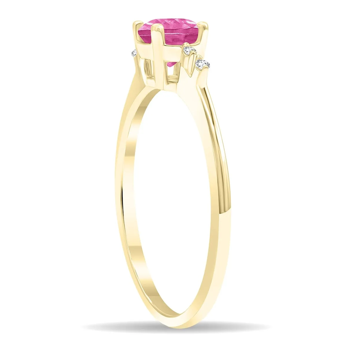 Women's Round Shaped Pink Topaz and Diamond Sparkle Ring in 10K Yellow Gold sold by Zulily product image thumbnail 2
