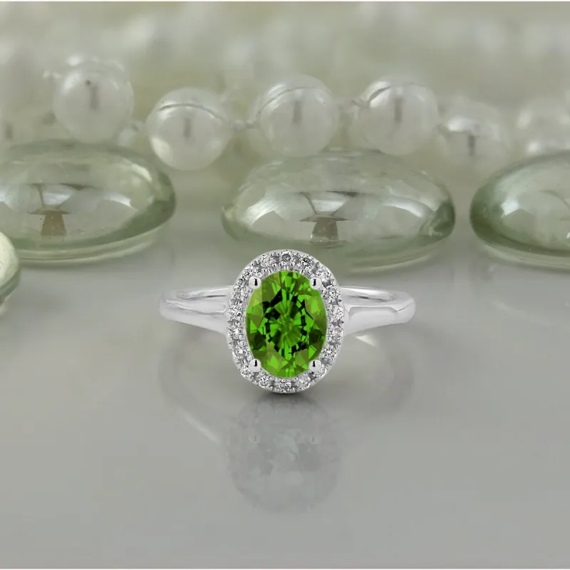 Auriya Classic 1ct Oval Peridot and Halo Diamond Engagement Ring 1/8cttw 14k Gold sold by Zulily