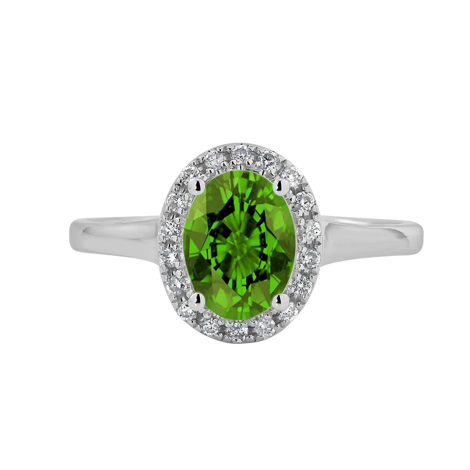 Auriya Classic 1ct Oval Peridot and Halo Diamond Engagement Ring 1/8cttw 14k Gold sold by Zulily product image thumbnail 2