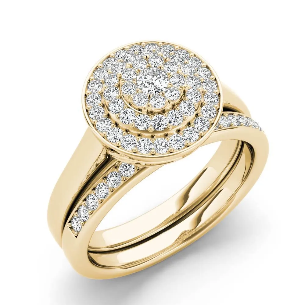 De Couer IGI Certified 10k Yellow Gold 1/4ct TDW Cluster Halo Bridal Set sold by Zulily