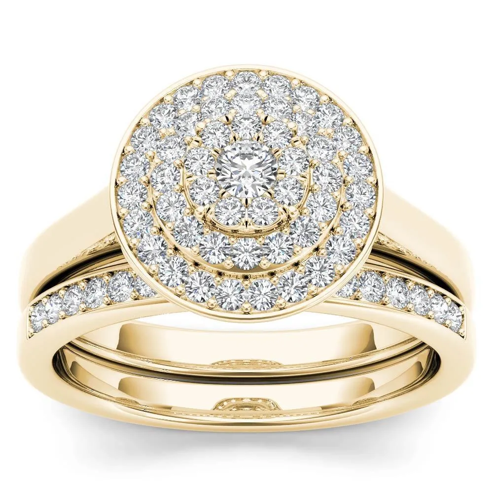 De Couer IGI Certified 10k Yellow Gold 1/4ct TDW Cluster Halo Bridal Set sold by Zulily product image thumbnail 3