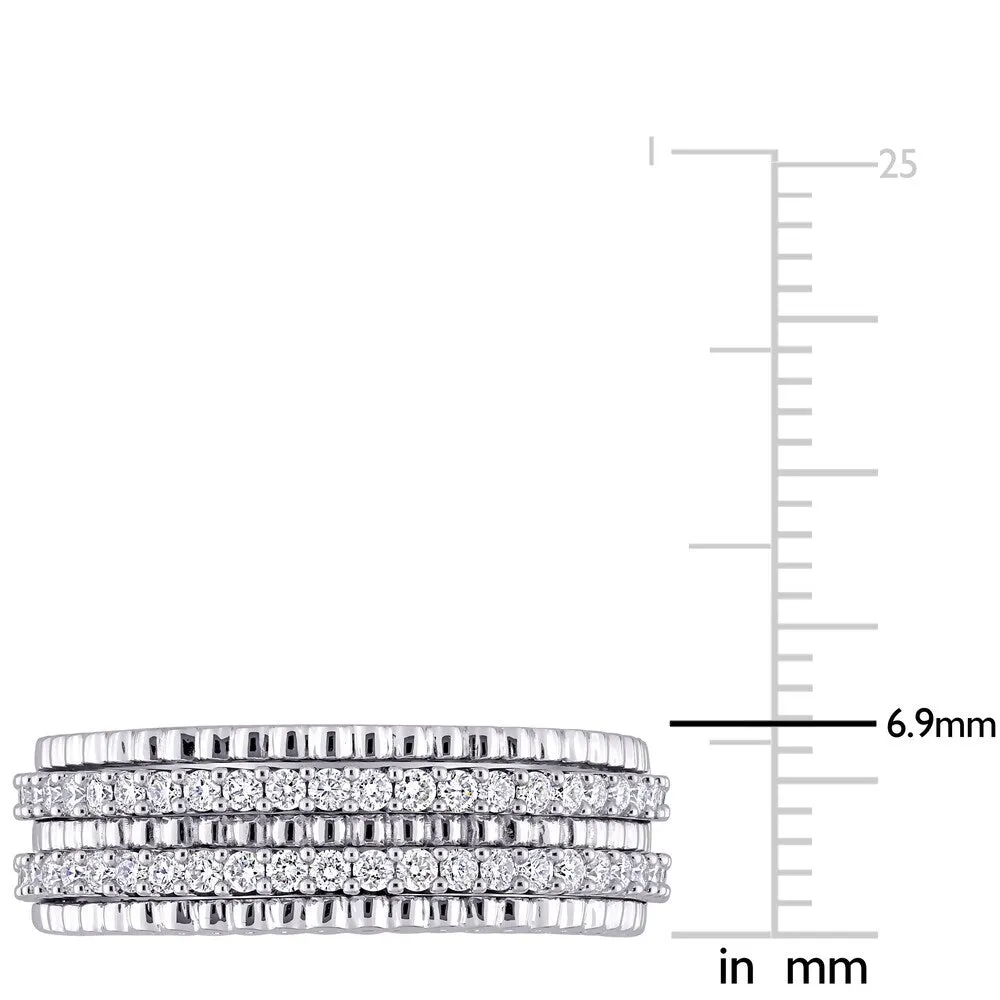 Miadora 14k White Gold 1/2ct TDW Diamond Double Row Bead Eternity Band Ring sold by Zulily product image thumbnail 5