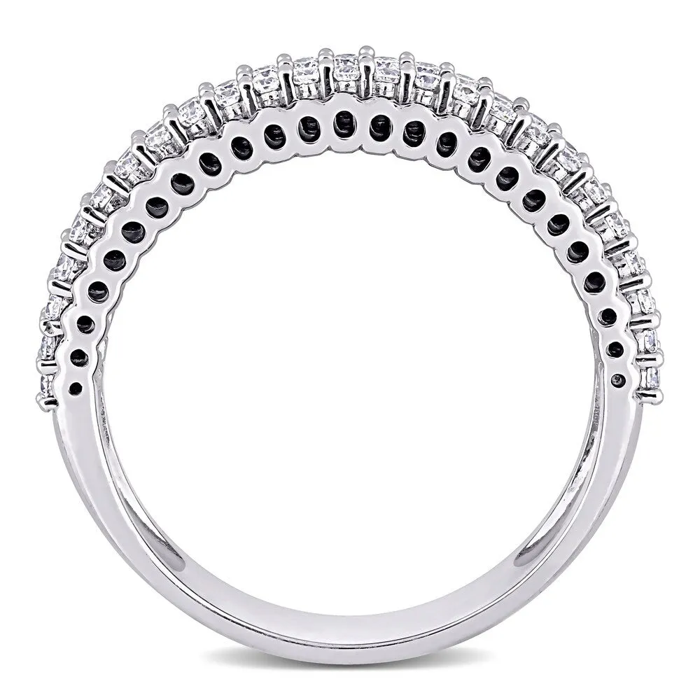 Miadora 14k White Gold 1/2ct TDW Diamond Double Row Bead Eternity Band Ring sold by Zulily product image thumbnail 4