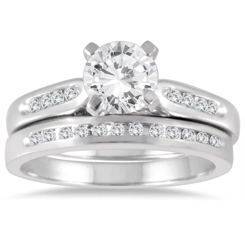 AGS Certified 1 1/5 Carat TW Diamond Bridal Set in 14K White Gold (J-K Color, I2-I3 Clarity) sold by Zulily