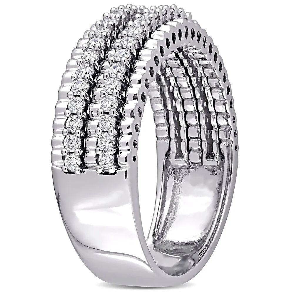 Miadora 14k White Gold 1/2ct TDW Diamond Double Row Bead Eternity Band Ring sold by Zulily product image thumbnail 3