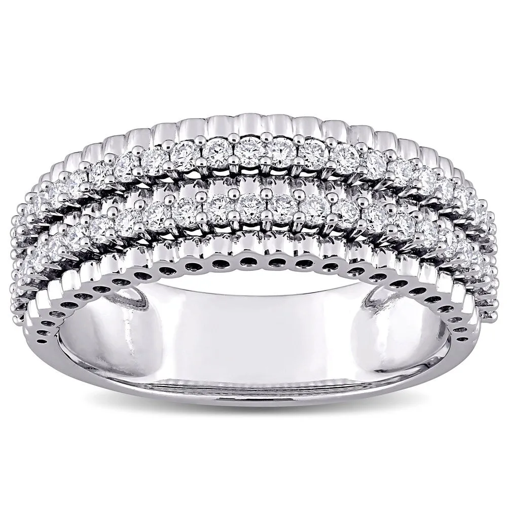 Miadora 14k White Gold 1/2ct TDW Diamond Double Row Bead Eternity Band Ring sold by Zulily product image thumbnail 2