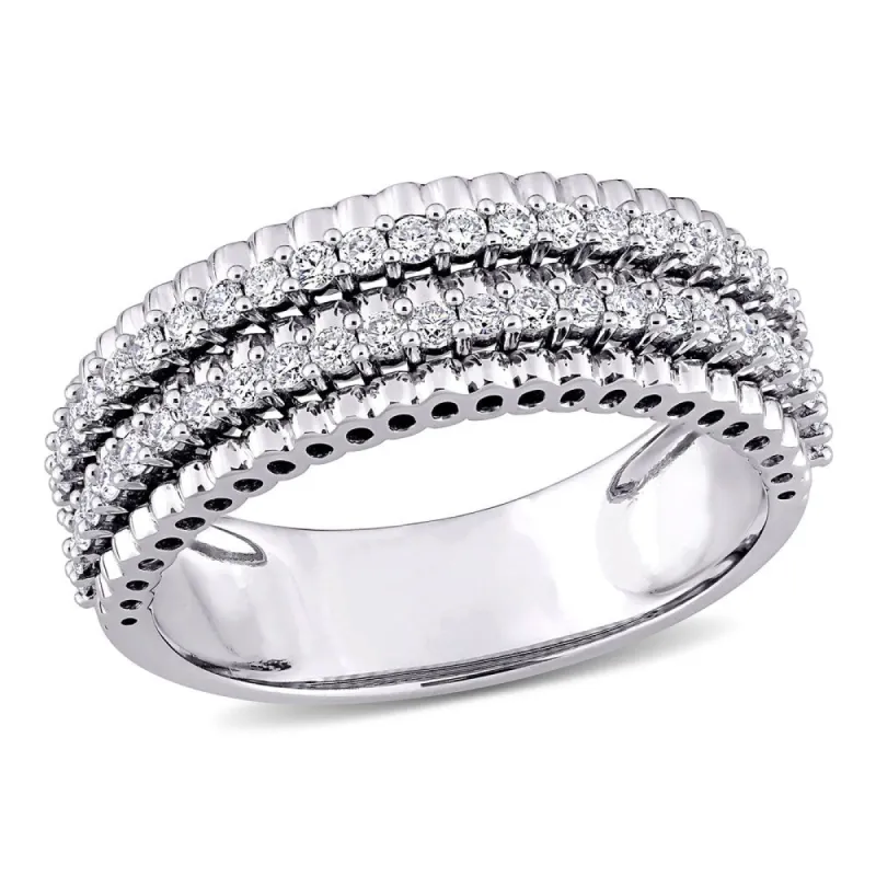 Miadora 14k White Gold 1/2ct TDW Diamond Double Row Bead Eternity Band Ring sold by Zulily