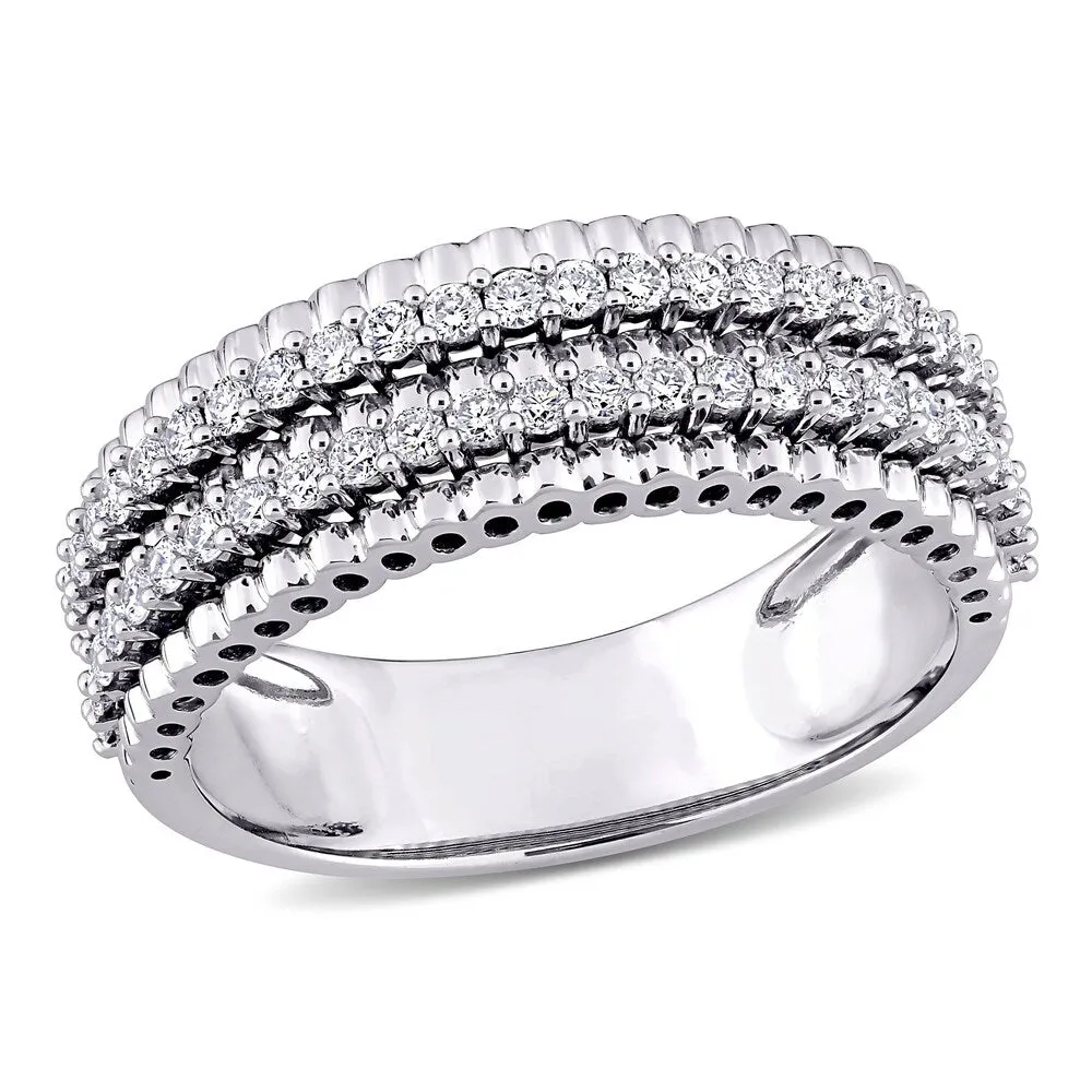 Miadora 14k White Gold 1/2ct TDW Diamond Double Row Bead Eternity Band Ring sold by Zulily