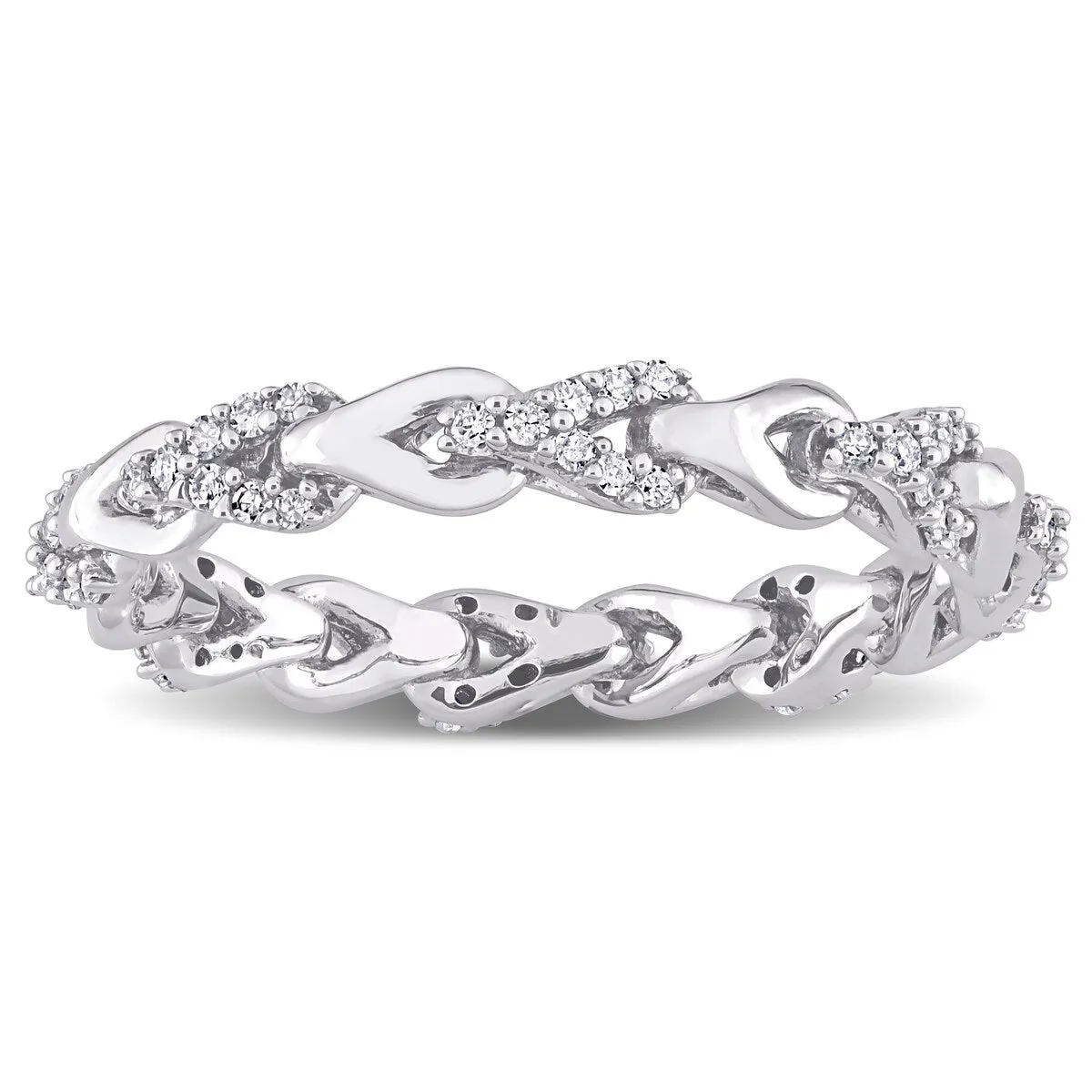 Miadora 10k White Gold 1/4ct TDW Diamond Stackable Link Eternity Ring sold by Zulily product image thumbnail 2