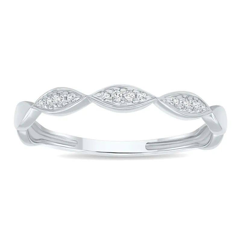 Women's Dainty Thin Diamond Wedding Stackable Band in 10K White Gold sold by Zulily