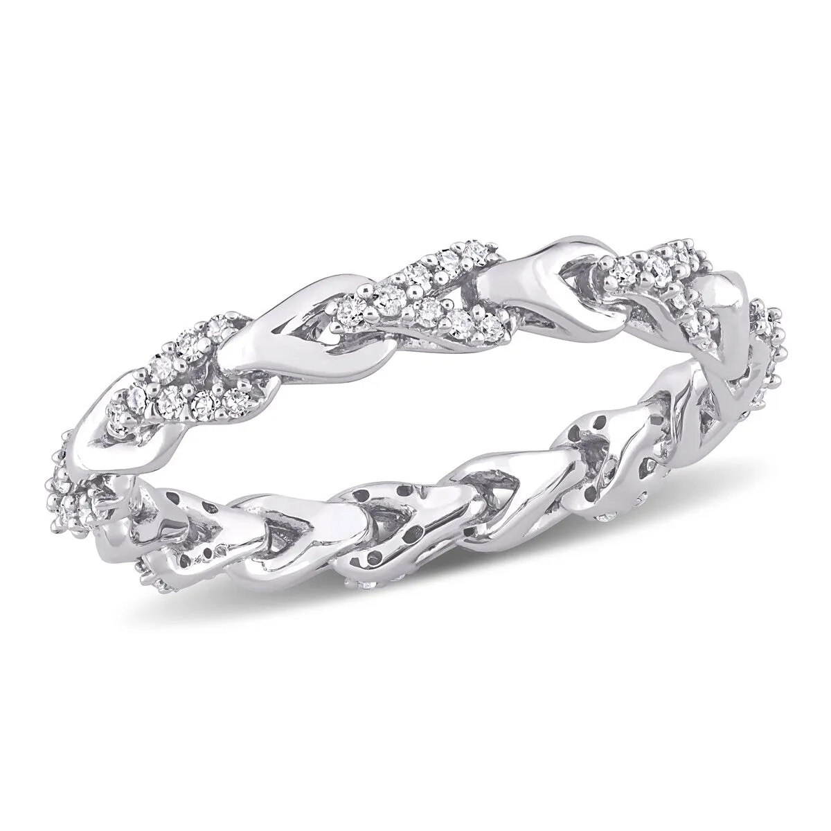 Miadora 10k White Gold 1/4ct TDW Diamond Stackable Link Eternity Ring sold by Zulily
