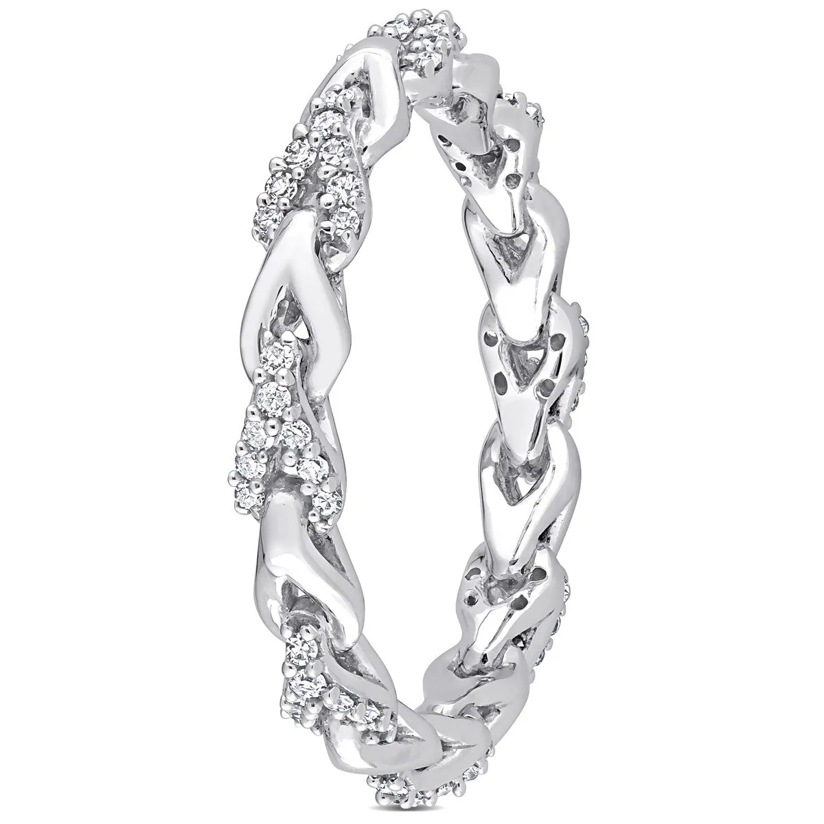 Miadora 10k White Gold 1/4ct TDW Diamond Stackable Link Eternity Ring sold by Zulily product image thumbnail 3