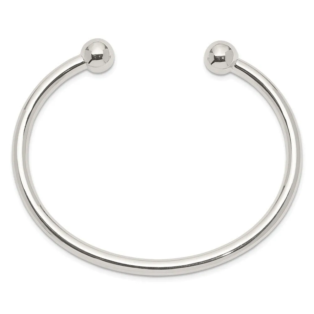 Curata 925 Sterling Silver 4mm Ball Endcap Cuff Bangle Bracelet sold by Zulily product image thumbnail 3