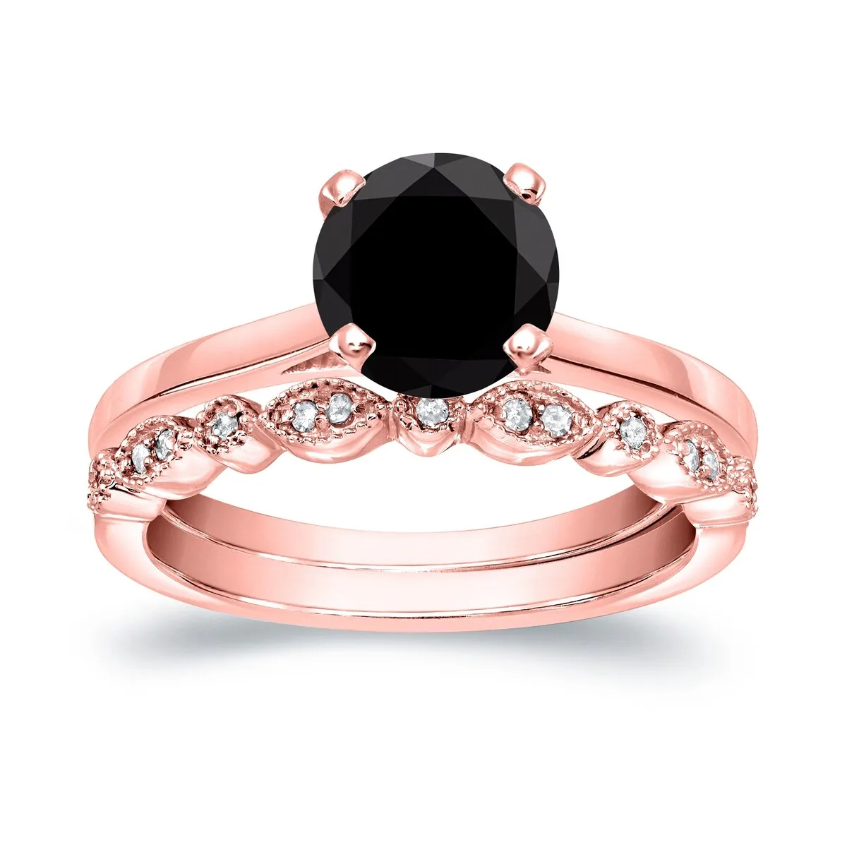 Auriya 14k Gold 1 1/6ctw Vintage Solitaire Black Diamond Engagement Ring Set sold by Zulily product image thumbnail 4
