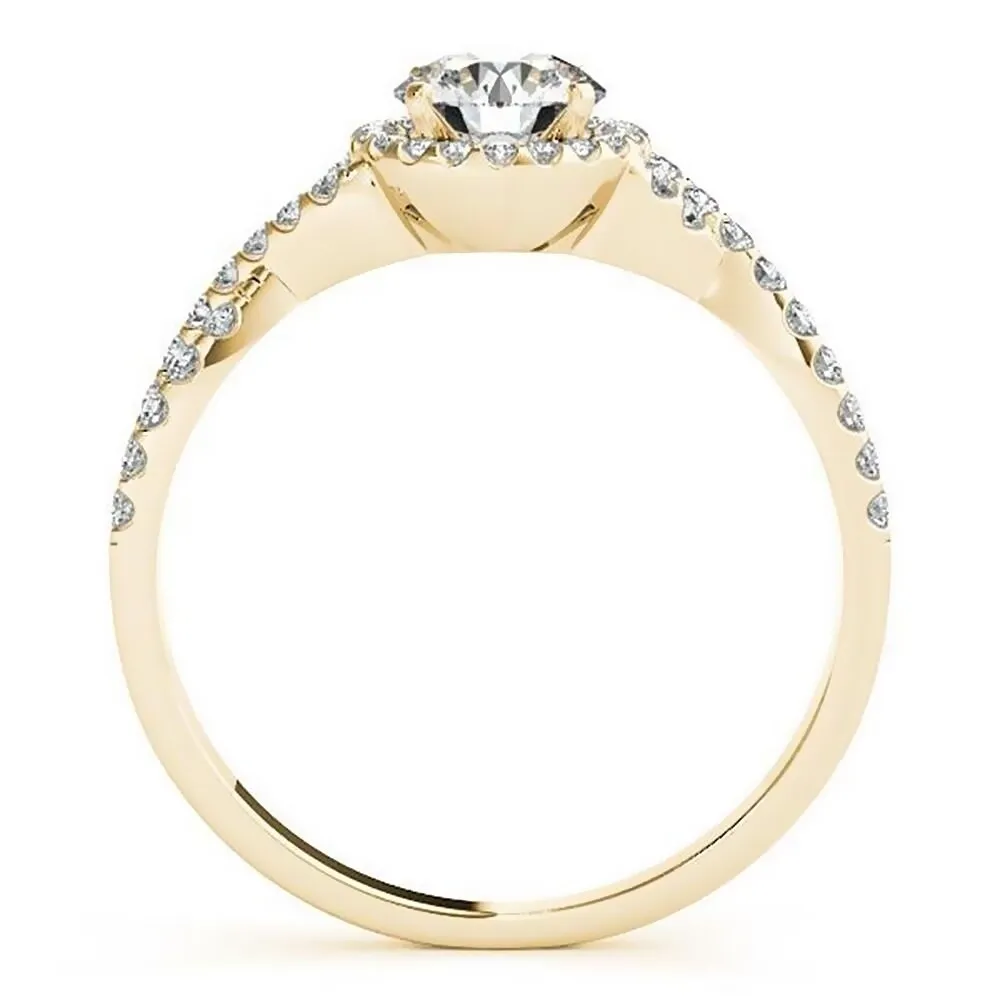 Auriya 14k Gold 3ct Twisted Moissanite Halo Diamond Engagement Ring 1/5ctw sold by Zulily product image thumbnail 5