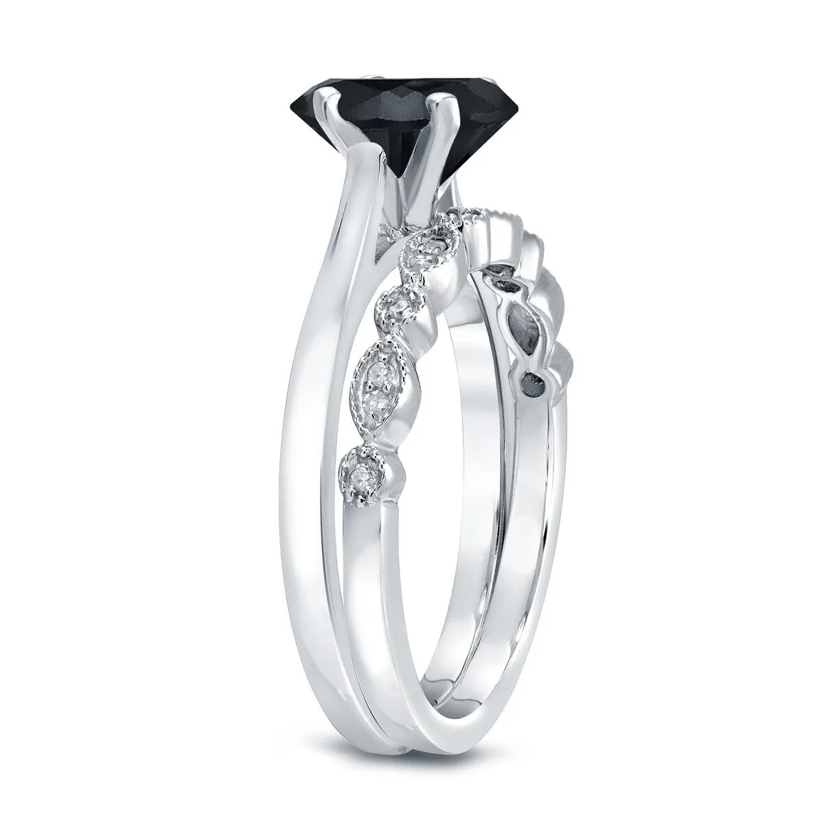 Auriya 14k Gold 1 1/6ctw Vintage Solitaire Black Diamond Engagement Ring Set sold by Zulily product image thumbnail 5