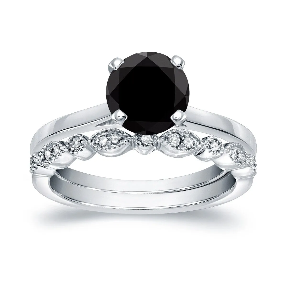 Auriya 14k Gold 1 1/6ctw Vintage Solitaire Black Diamond Engagement Ring Set sold by Zulily product image thumbnail 2