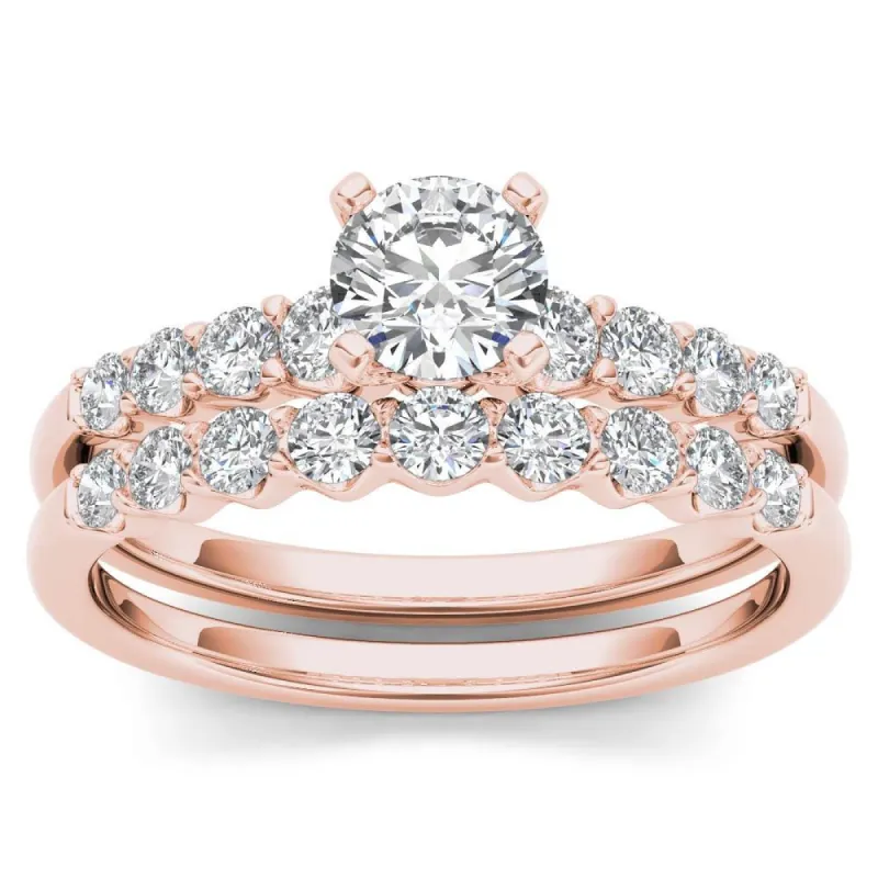 De Couer 14k Rose Gold 1ct TDW Diamond Classic Engagement Ring Set with One Band sold by Zulily