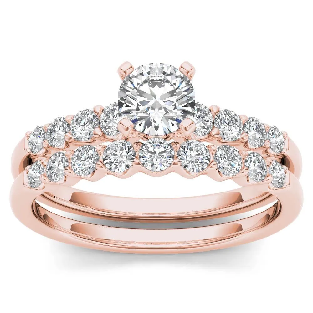 De Couer 14k Rose Gold 1ct TDW Diamond Classic Engagement Ring Set with One Band sold by Zulily