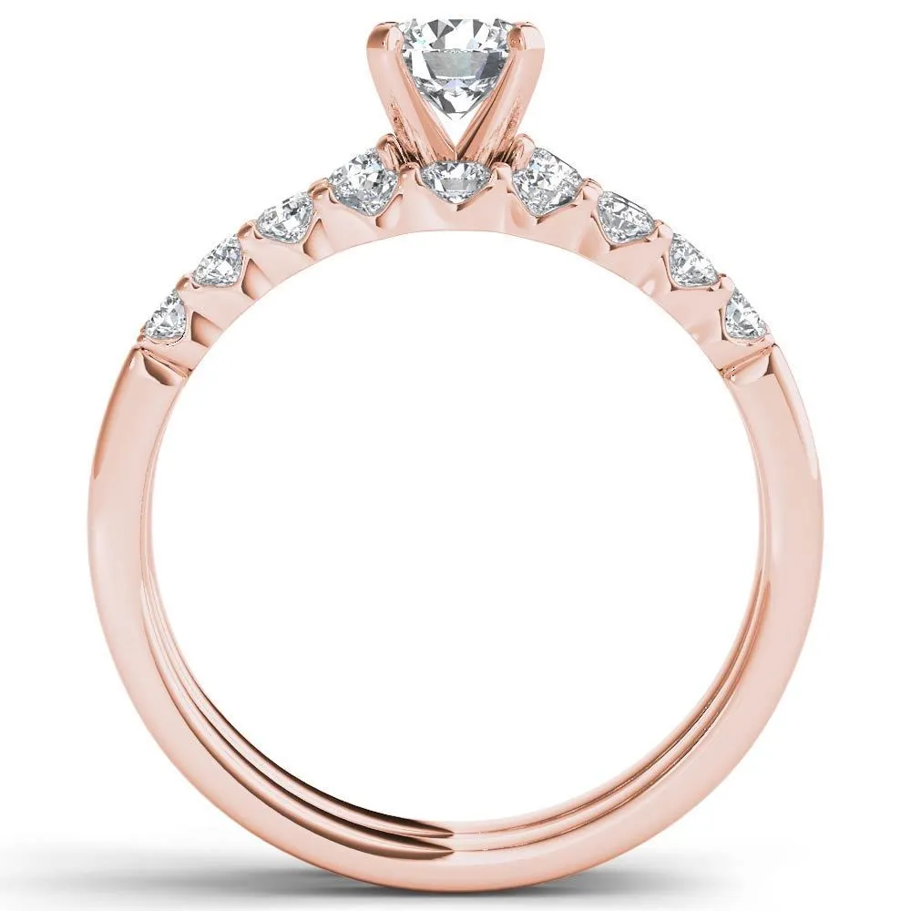 De Couer 14k Rose Gold 1ct TDW Diamond Classic Engagement Ring Set with One Band sold by Zulily product image thumbnail 3