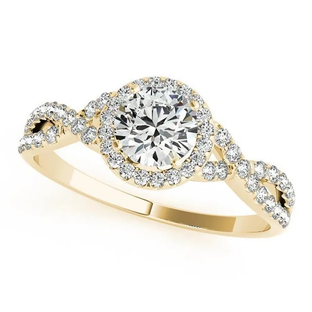 Auriya 14k Gold 3ct Twisted Moissanite Halo Diamond Engagement Ring 1/5ctw sold by Zulily product image thumbnail 2