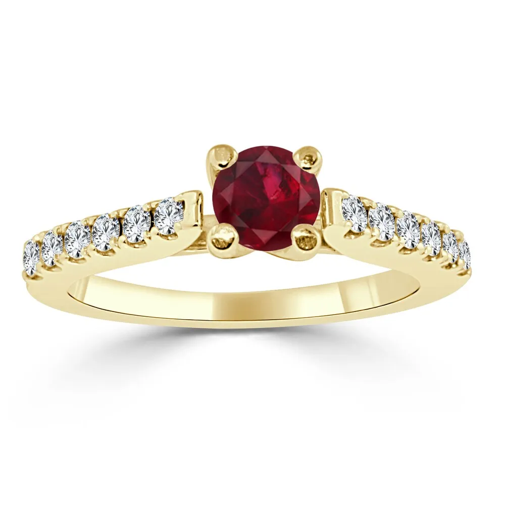 Auriya 14k Gold 1/2ct Ruby and 1/3ct TDW Round Diamond Engagement Ring sold by Zulily product image thumbnail 2