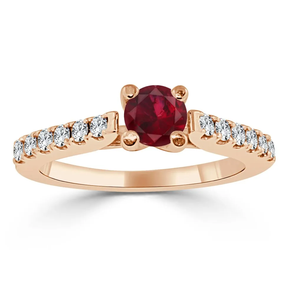 Auriya 14k Gold 1/2ct Ruby and 1/3ct TDW Round Diamond Engagement Ring sold by Zulily product image thumbnail 3