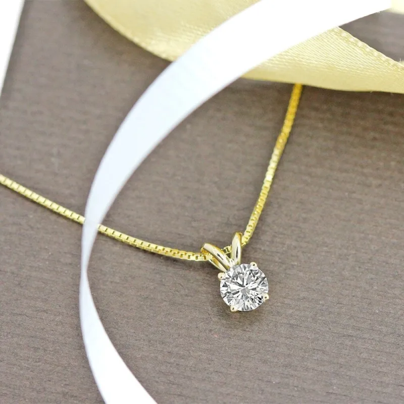 Auriya 14k Gold 3/4ctw Round Solitaire Diamond Necklace (J-K, I1-I2) sold by Zulily