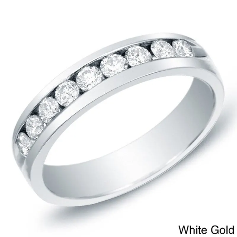 Auriya Men's 14k Gold 1ct TDW Diamond Channel-Set Diamond Ring or Wedding Band sold by Zulily