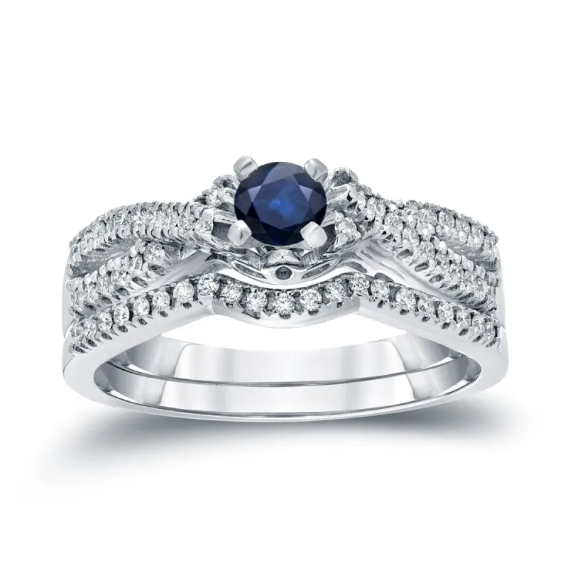 14k Gold 1/4ct Sapphire and 1/4ct TDW Diamond Braided Infinity Engagement Ring Set by Auriya sold by Zulily