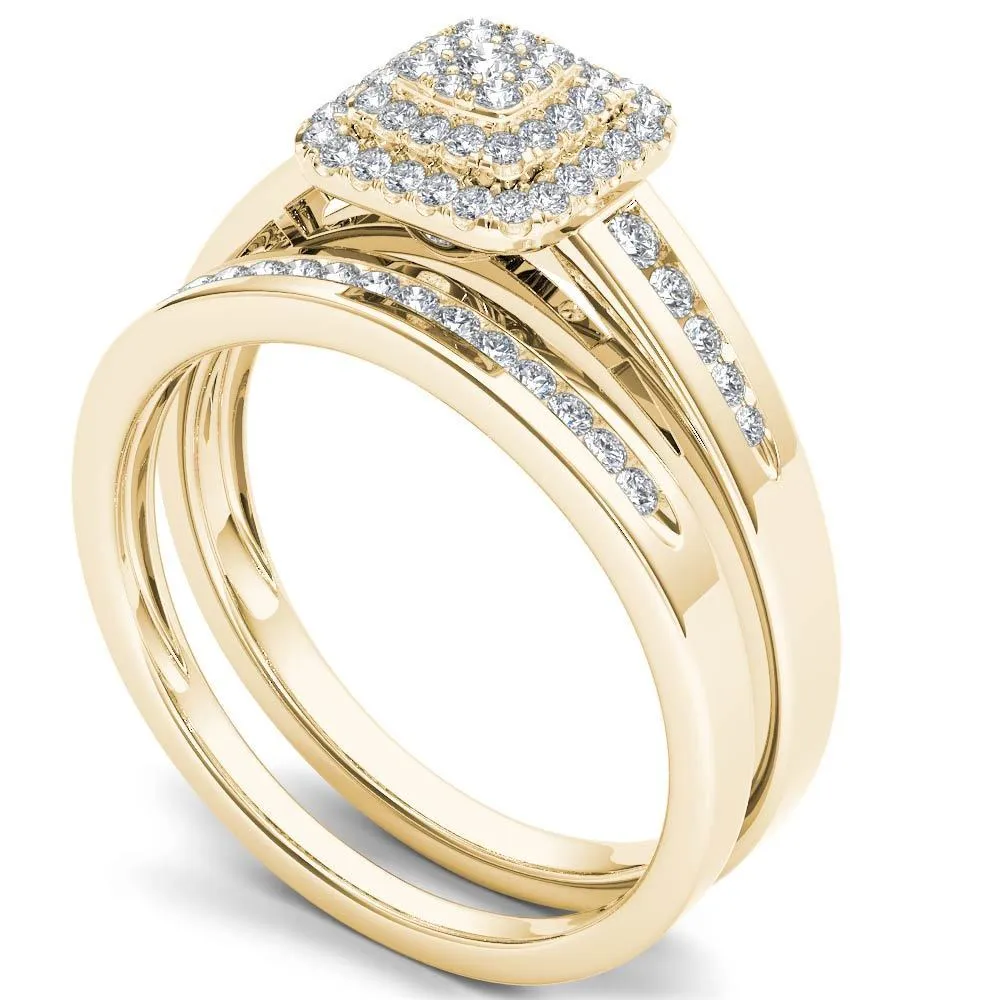 De Couer 10k Yellow Gold 1/3ct TDW Diamond Cluster Halo Bridal Set sold by Zulily product image thumbnail 2