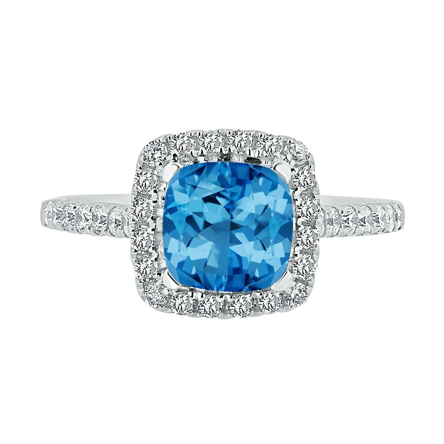 Auriya 1 1/4ct Cushion-cut Swiss Blue Topaz and Halo Diamond Engagement Ring 1/2cttw 14k Gold sold by Zulily product image thumbnail 2