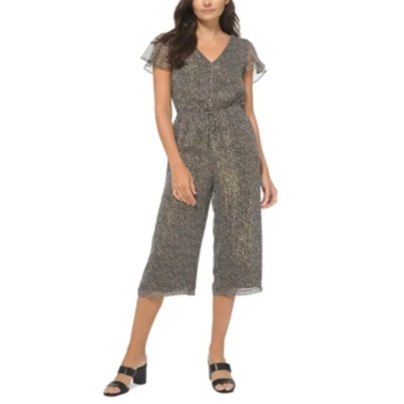 Michael Kors Women's Cheetah Print Jumpsuit Brown Size 12 sold by Zulily