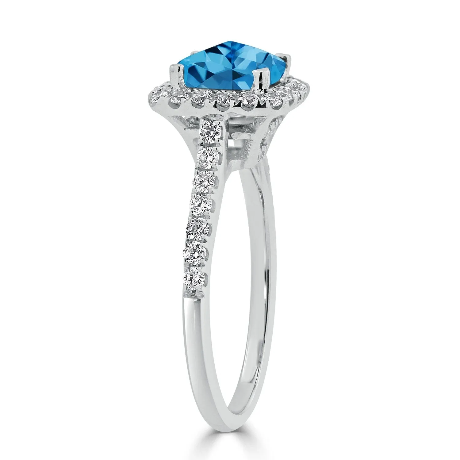 Auriya 1 1/4ct Cushion-cut Swiss Blue Topaz and Halo Diamond Engagement Ring 1/2cttw 14k Gold sold by Zulily product image thumbnail 4