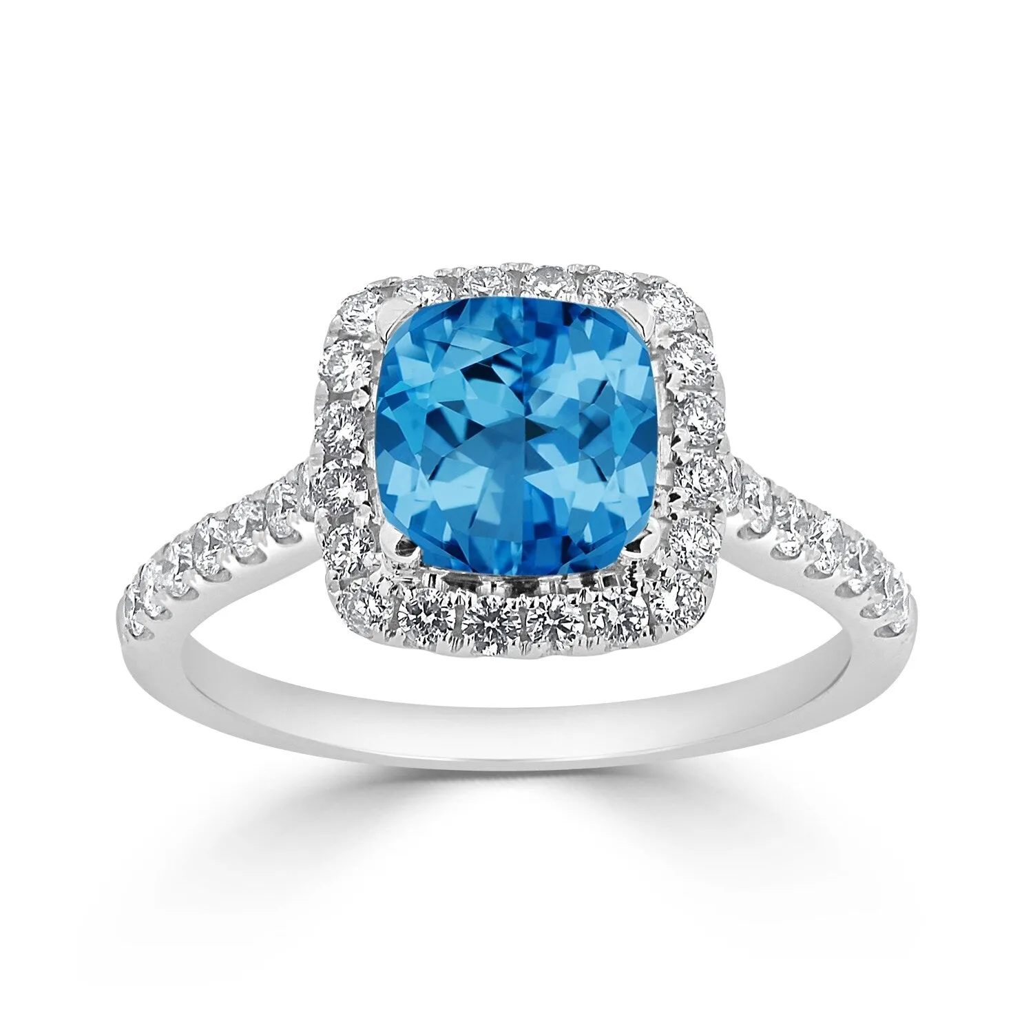 Auriya 1 1/4ct Cushion-cut Swiss Blue Topaz and Halo Diamond Engagement Ring 1/2cttw 14k Gold sold by Zulily product image thumbnail 3