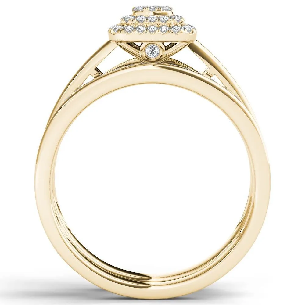 De Couer 10k Yellow Gold 1/3ct TDW Diamond Cluster Halo Bridal Set sold by Zulily product image thumbnail 3